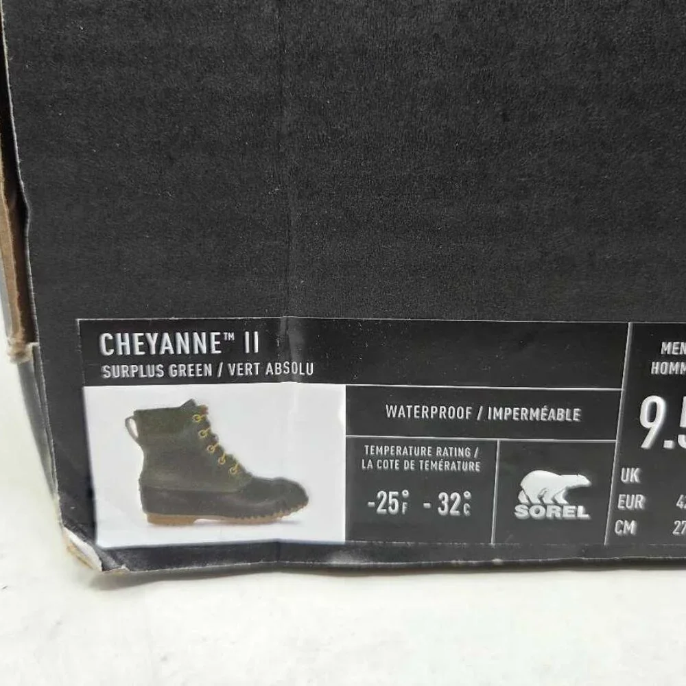 Men's 9.5 Sorel x J.Crew  Cheyanne II duck snow boots in Surplus Green